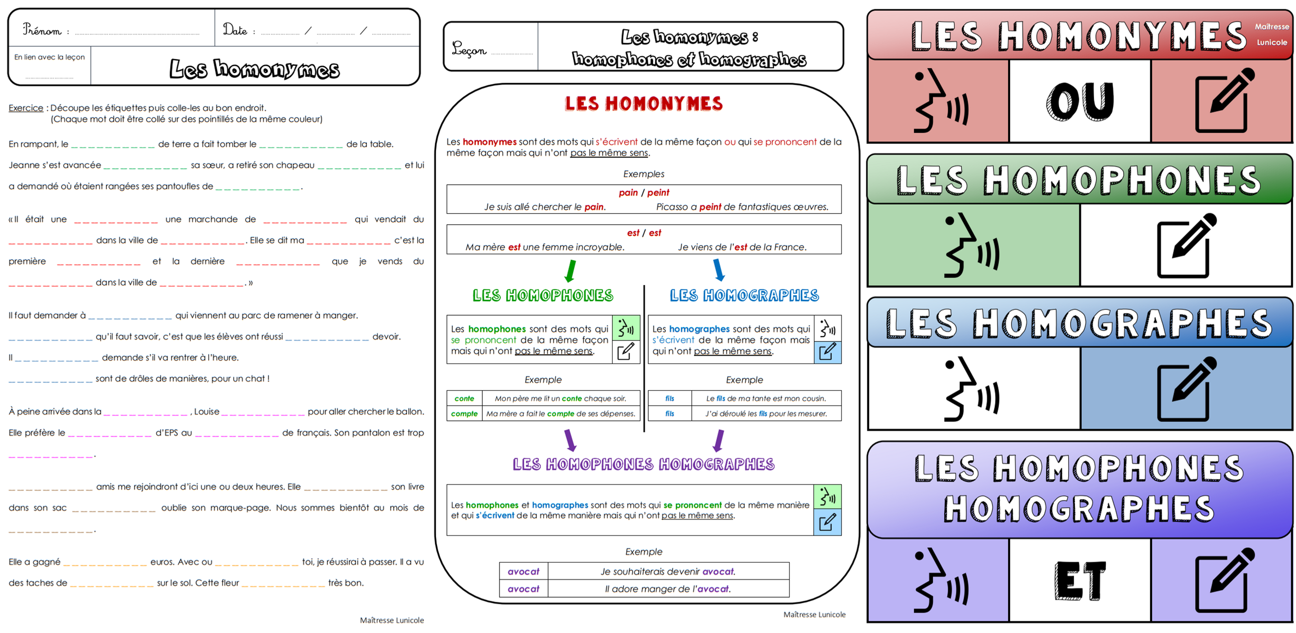 Les Homophones Grammaticaux Cm2 Exercices Pdf Les homonymes : homophones et homographes – CM1-CM2 – Maîtresse Lunicole