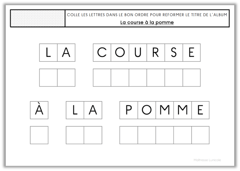 Exploitation d’album – La course à la pomme – Maîtresse Lunicole
