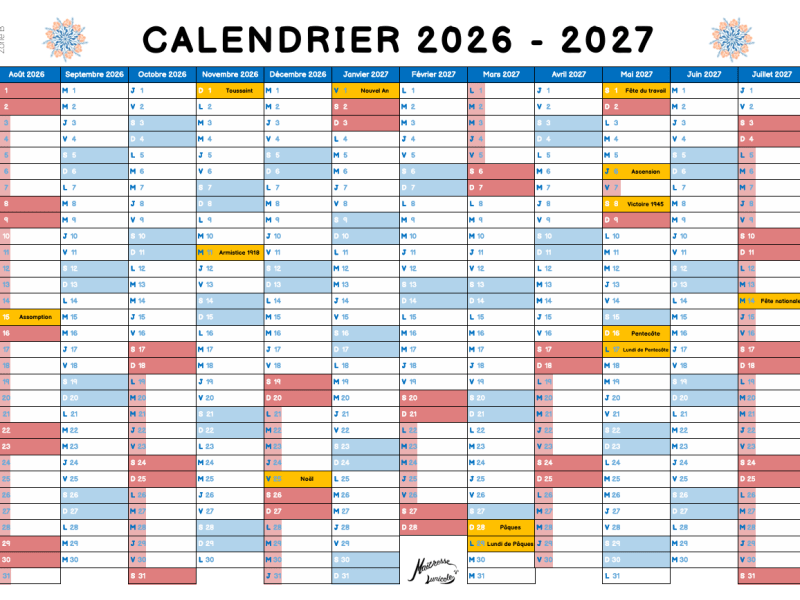Calendrier annuel 2026 –&nbsp;2027