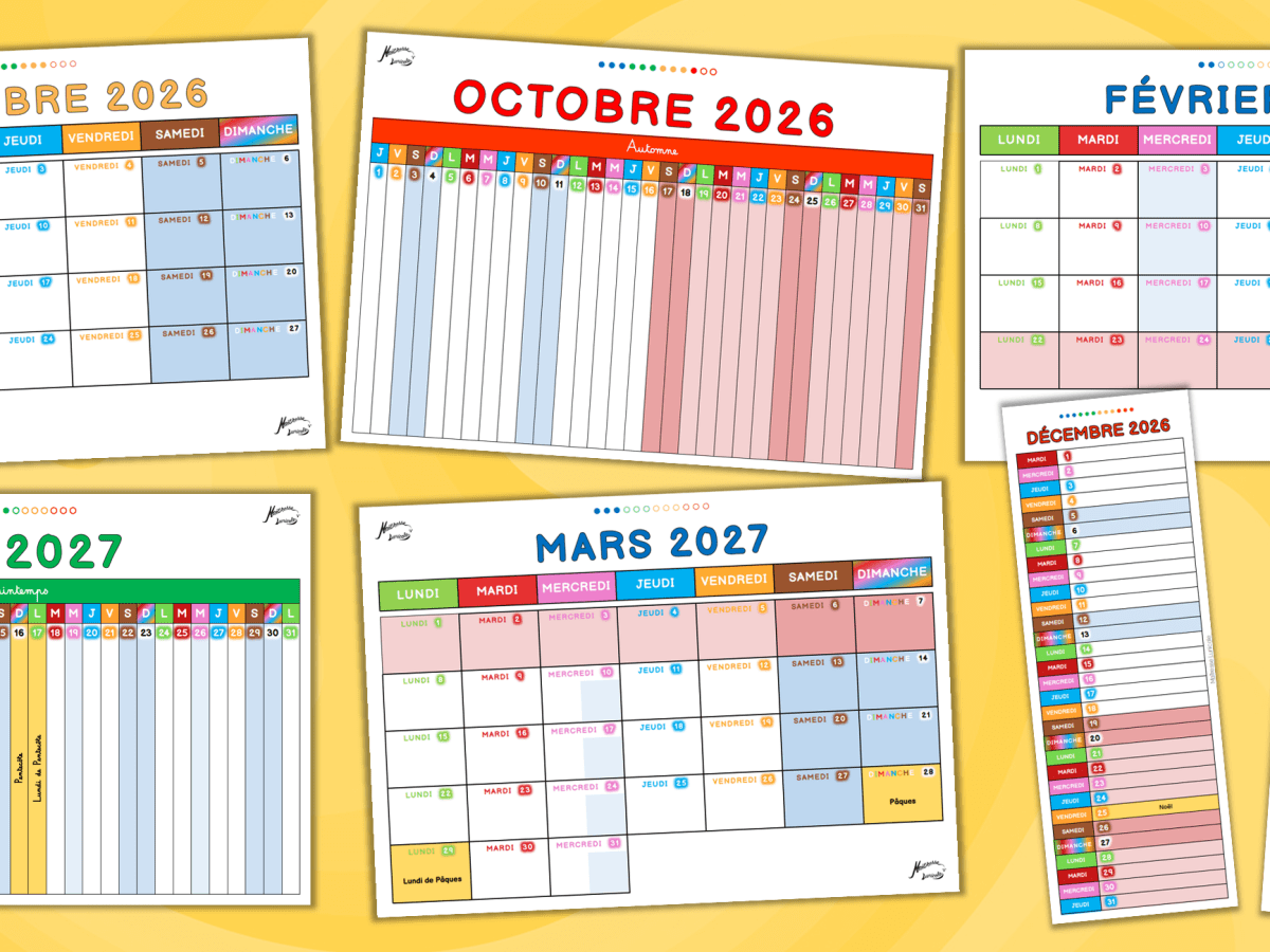 Calendriers maternelle 2026 –&nbsp;2027