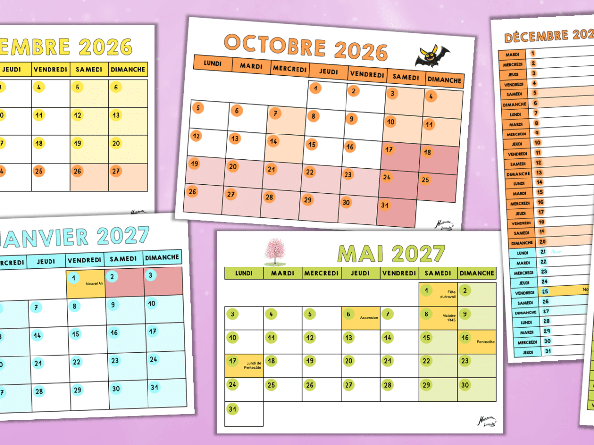 Calendriers élémentaire 2026 –&nbsp;2027